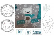 Stickserie - Winterfreunde Doodle Appli Pinguin & Bär